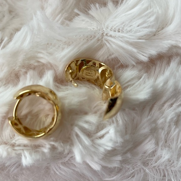 MIA FIORE Made In Italy 14kt Gold Polished Thick Chunky Huggie Earrings - Picture 6 of 13